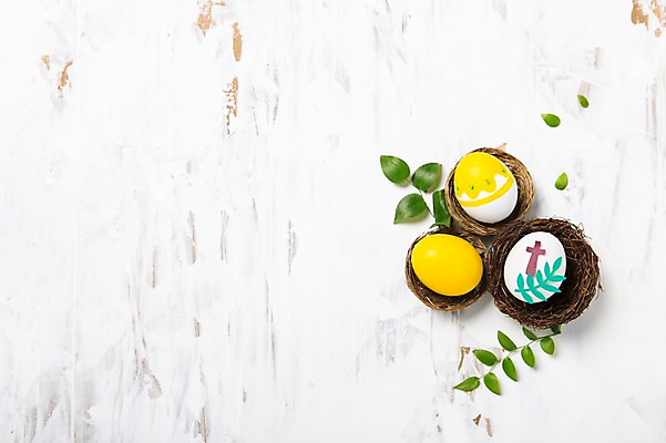 포토 JPG 기독교 종교 백그라운드 십자가 나뭇잎 사람없음 둥지 부활절계란 국내포토 잎 부활절 계란 파일형식