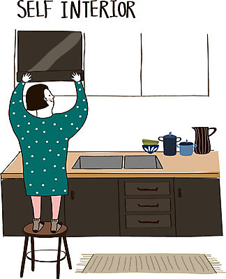 그릇 여자 가구 의자 일러스트 주전자 실내 한명 성인 인테리어 카펫 냄비 싱크대 DIY 셀프 셀프인테리어 자급자족라이프 국내일러스트 AI파일 1 라이프스타일 식기 디자인 생활용품 주방용품 사람 취미 내부 솥 개수대 파일형식 벡터