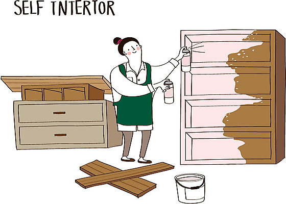 여자 가구 일러스트 실내 한명 성인 인테리어 페인트칠 페인트통 나무판자 DIY 락카 셀프 스프레이락카 셀프인테리어 자급자족라이프 국내일러스트 AI파일 1 라이프스타일 디자인 생활용품 페인팅 통 사람 취미 내부 목재 페인트 파일형식 벡터