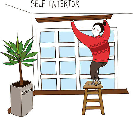 여자 화분 가구 의자 일러스트 창문 실내 한명 성인 인테리어 나무판자 DIY 셀프 셀프인테리어 자급자족라이프 국내일러스트 AI파일 1 라이프스타일 디자인 생활용품 사람 취미 내부 목재 파일형식 벡터