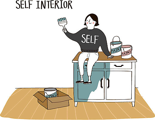 여자 가구 일러스트 실내 한명 성인 인테리어 상자 페인트 페인트칠 페인트통 장식장 페인트붓 DIY 셀프 셀프인테리어 자급자족라이프 국내일러스트 AI파일 1 라이프스타일 디자인 생활용품 페인팅 통 사람 취미 내부 붓 파일형식 벡터