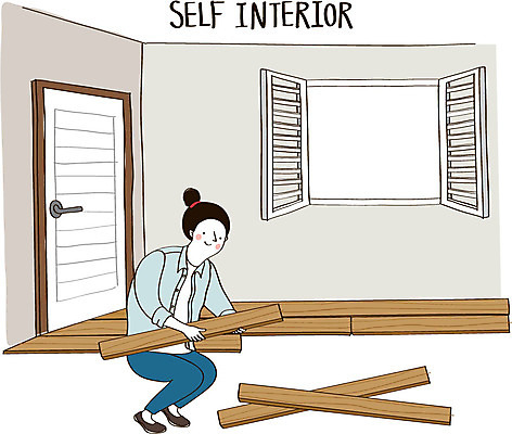 여자 일러스트 창문 실내 한명 성인 인테리어 문 마루 나무판자 DIY 조립 셀프 셀프인테리어 자급자족라이프 국내일러스트 AI파일 1 라이프스타일 디자인 바닥 사람 취미 내부 목재 파일형식 벡터