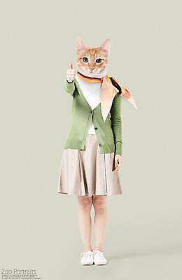 전신 PSD 편집이미지 의인화 사람없음 반려동물 스카프 고양이 엄지손가락 최고 디지털합성 합성 초상화 반려 이미지편집 동물 포유류 손가락 목도리 그림 파일형식