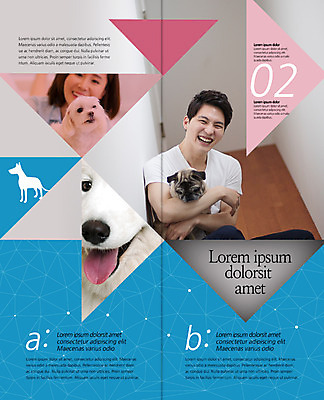 PSD 템플릿 편집 표지디자인 북디자인 출판디자인 여자 남자 내지 리플렛 2단접지 북커버 웃음 팜플렛 상반신 성인 두명 30대 한국인 말티즈 메롱 불독 사모예드 반려 이미지템플릿 모션 표정 사람 동양인 장년 개 파일형식