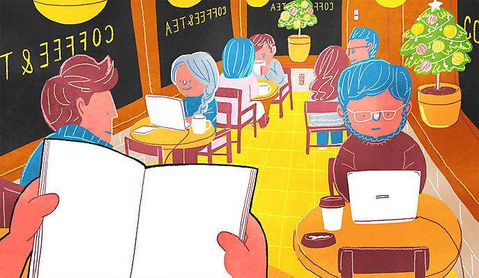 PSD 여자 남자 의자 일러스트 탁자 실내 여러명 성인 책 노트북 독서 크리스마스트리 카페 커피잔 종이컵 1인칭시점 국내일러스트 시선 커피 가구 다수 크리스마스 잔 사람 내부 컵 전자제품 상점 일회용 파일형식