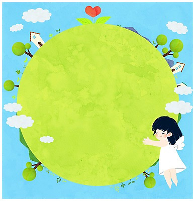 PSD 나무 구름 여자 어린이 날개 일러스트 산 주택 한명 초원 새싹 하트 프레임일러스트 국내일러스트 자연요소 모양 식물 1 프레임 사람 건물 파일형식