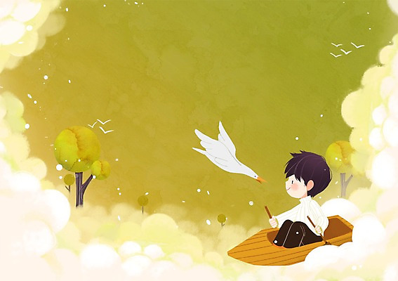 PSD 나무 구름 남자 어린이 일러스트 조류 한명 조각배 프레임일러스트 국내일러스트 자연요소 식물 동물 1 배_교통 프레임 사람 파일형식