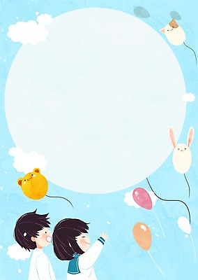 PSD 구름 여자 남자 어린이 일러스트 두명 풍선 국내일러스트 자연요소 사람 파일형식