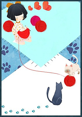 PSD 여자 어린이 일러스트 사각프레임 프레임 광고판 한명 고양이 하트 뜨개질 털실 발자국 프레임일러스트 국내일러스트 모양 1 포유류 자국 알림판 사람 취미 반려동물 사각형 실 판 파일형식