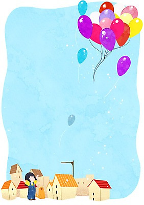 PSD 여자 어린이 가로등 일러스트 주택 한명 마을 강아지 풍선 프레임일러스트 국내일러스트 1 공공시설 프레임 사람 건물 반려동물 개 파일형식