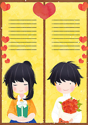 PSD 커플 여자 남자 리본 어린이 꽃다발 일러스트 두명 선물상자 하트 프레임일러스트 국내일러스트 모양 꽃 관계 프레임 선물 사람 상자 파일형식