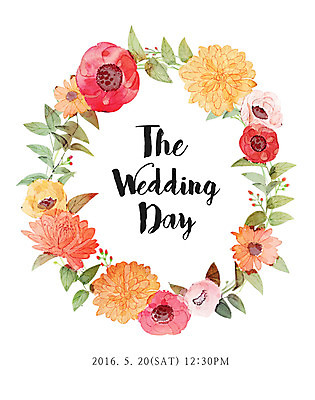 PSD 꽃 결혼 일러스트 나뭇잎 수채화 프레임 사람없음 장미 청첩장 국내일러스트 식물 잎 카드_감사 이벤트 파일형식