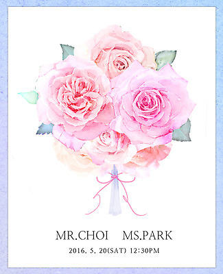 PSD 꽃 리본 결혼 일러스트 수채화 프레임 사람없음 장미 청첩장 국내일러스트 식물 카드_감사 이벤트 파일형식