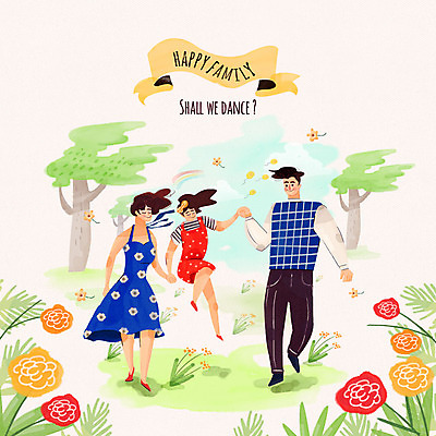 PSD 나무 여자 남자 꽃 행복 어린이 일러스트 가족 수채화 성인 세명 손잡기 화목 봄 봄소풍 국내일러스트 식물 계절 감정 컨셉 관계 모션 사람 소풍 파일형식
