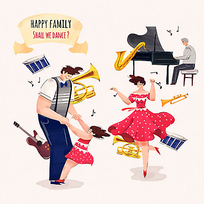 PSD 여자 노년 남자 행복 어린이 악기 연주 음표 일러스트 가족 수채화 여러명 성인 화목 기타 춤 건반 피아노 색소폰 북 트럼펫 호른 국내일러스트 기호 감정 음악 다수 컨셉 관계 현악기 문화예술 타악기 사람 건반악기 목관악기 금관악기 파일형식