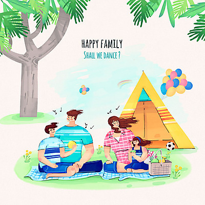 PSD 나무 여자 남자 행복 어린이 일러스트 축구공 가족 수채화 텐트 여러명 성인 화목 캠핑 돗자리 풍선 국내일러스트 식물 감정 다수 컨셉 공 축구용품 관계 레저 캠핑도구 사람 파일형식