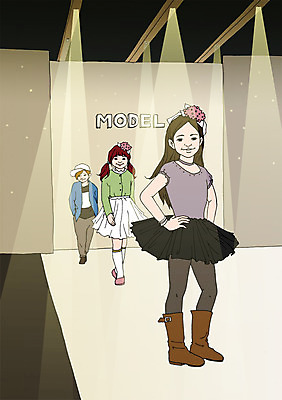 PSD 모델 여자 남자 어린이 허리손 일러스트 실내 세명 체험학습 런웨이 아트툰 국내일러스트 포즈 사람 내부 체험 그림 파일형식