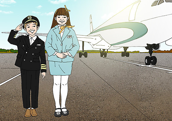 주간 PSD 여자 남자 어린이 일러스트 비행기 야외 두명 체험학습 파일럿 승무원 활주로 아트툰 국내일러스트 자연요소 직업 길 항공교통 대중교통 사람 체험 그림 파일형식