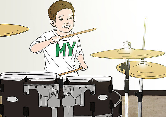 PSD 남자 어린이 연주 일러스트 실내 한명 체험학습 드럼 드러머 드럼스틱 아트툰 국내일러스트 1 음악 타악기 사람 내부 체험 그림 파일형식