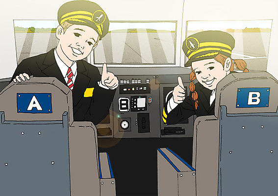 PSD 여자 남자 어린이 일러스트 실내 성인 두명 엄지손가락 최고 체험학습 파일럿 비행기내부 아트툰 국내일러스트 직업 손가락 비행기 사람 내부 체험 그림 파일형식