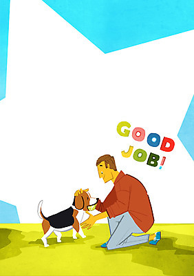 PSD 남자 일러스트 한명 성인 반려동물 강아지 공놀이 반려 국내일러스트 동물 1 공 놀이 사람 개 파일형식