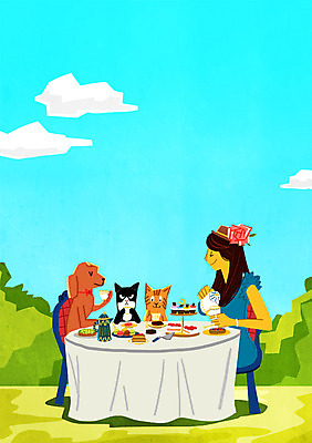 주간 PSD 구름 여자 의자 일러스트 탁자 주전자 티타임 한명 성인 야외 반려동물 케이크 고양이 강아지 찻잔 반려 티파티 국내일러스트 자연요소 동물 1 가구 포유류 주방용품 휴식 디저트 잔 사람 파티 개 파일형식