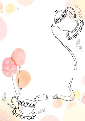 PSD 백그라운드 일러스트 주전자 나뭇잎 사람없음 토끼 찻잔 감성 풍선 파스텔 프레임일러스트 국내일러스트 컨셉 잎 포유류 주방용품 학용품 잔 프레임 반려동물 파일형식