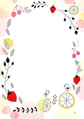 PSD 백그라운드 일러스트 조류 딸기 나뭇잎 사람없음 체리 레몬 감성 파스텔 프레임일러스트 국내일러스트 동물 컨셉 잎 과일 학용품 프레임 파일형식