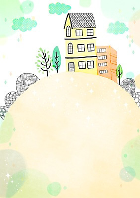 PSD 나무 구름 백그라운드 일러스트 주택 사람없음 감성 파스텔 프레임일러스트 국내일러스트 자연요소 식물 컨셉 학용품 프레임 건물 파일형식