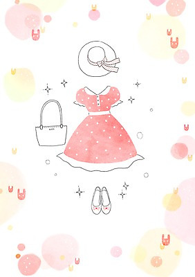 PSD 모자 원피스 백그라운드 신발 가방 일러스트 사람없음 감성 파스텔 토끼모양 프레임일러스트 국내일러스트 모양 잡화 옷 컨셉 학용품 프레임 파일형식