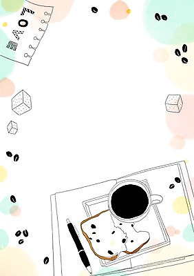 PSD 커피 백그라운드 일러스트 쟁반 사랑 사람없음 책 펜 원두 커피잔 각설탕 식빵 감성 파스텔 프레임일러스트 국내일러스트 감정 음료 빵 컨셉 학용품 잔 프레임 필기구 설탕 파일형식
