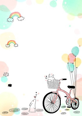 PSD 구름 백그라운드 무지개 일러스트 사람없음 자전거 토끼 감성 풍선 파스텔 프레임일러스트 국내일러스트 자연요소 컨셉 포유류 학용품 프레임 반려동물 바이크 파일형식