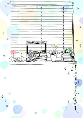 PSD 화분 백그라운드 일러스트 창문 사람없음 블라인드 감성 파스텔 프레임일러스트 국내일러스트 컨셉 학용품 프레임 커튼 파일형식