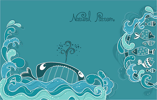 물결 파도 바다 백그라운드 패턴 일러스트 물줄기 어류 사람없음 태양 고래 내추럴 패턴프레임 국내일러스트 AI파일 자연요소 무늬 포유류 프레임 물 수중동물 파일형식 벡터