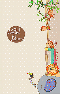 동물 줄기 백그라운드 잎 패턴 일러스트 조류 코끼리 사람없음 원숭이 숲속 사자 열대우림 기린 내추럴 패턴프레임 국내일러스트 AI파일 식물 무늬 포유류 프레임 숲 파일형식 벡터