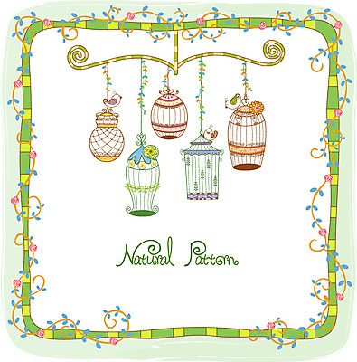 줄기 백그라운드 패턴 일러스트 조류 사람없음 장미 새장 내추럴 패턴프레임 국내일러스트 AI파일 식물 동물 꽃 무늬 프레임 케이지 파일형식 벡터