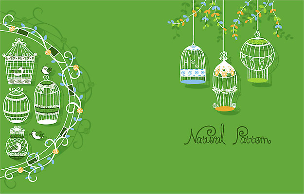 줄기 백그라운드 패턴 일러스트 조류 사람없음 새장 내추럴 패턴프레임 국내일러스트 AI파일 식물 동물 무늬 프레임 케이지 파일형식 벡터
