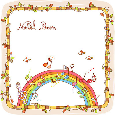 줄기 백그라운드 무지개 잎 패턴 음표 일러스트 조류 나뭇잎 사람없음 높은음자리표 내추럴 패턴프레임 국내일러스트 AI파일 자연요소 식물 동물 기호 음악 무늬 프레임 파일형식 벡터
