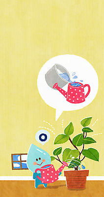 PSD 화분 일러스트 창문 사람없음 물뿌리개 물방울 물주기 물절약 물방울캐릭터 쌀뜨물 국내일러스트 일러캐릭터 캐릭터 모션 절약 파일형식