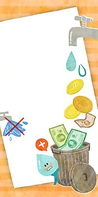 PSD 지폐 일러스트 사람없음 동전 쓰레기통 물방울 수도꼭지 물절약 물방울캐릭터 국내일러스트 일러캐릭터 캐릭터 돈 절약 파일형식