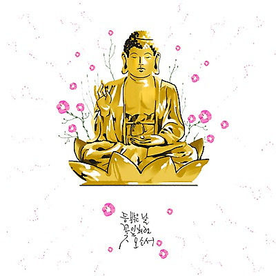 PSD 꽃 불교 일러스트 사람없음 부처 금부처 부처님상 국내일러스트 식물 종교 불상 파일형식