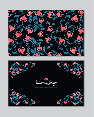 꽃 백그라운드 잎 패턴 일러스트 명함 프레임 사람없음 덩굴 당초문 젠탱글 가로명함 국내일러스트 AI파일 식물 문양 무늬 파일형식 벡터