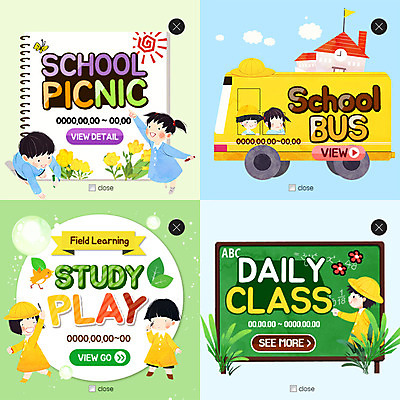 PSD 템플릿 여자 교육 남자 꽃 어린이 웹템플릿 나비 조류 팝업 이벤트팝업 웹팝업 여러명 칠판 유치원 유치원생 스쿨버스 스케치북 유치원복 레이어팝업 유치원모자 이미지템플릿 식물 동물 모자_잡화 옷 다수 곤충 학용품 버스 사람 파일형식