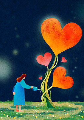 PSD 여자 일러스트 한명 성인 물뿌리개 하트 공익캠페인 폭력 물주기 국내일러스트 모양 1 캠페인 모션 사람 사회이슈 파일형식