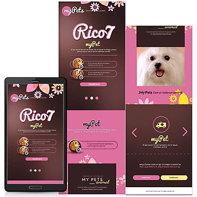 PSD 템플릿 꽃잎 웹템플릿 모바일 사람없음 반려동물 강아지 모바일템플릿 모바일웹 반려 이미지템플릿 동물 꽃 개 파일형식