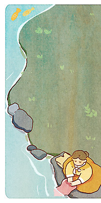 PSD 여자 백그라운드 일러스트 한명 성인 돌_바위 개울 빨래 한복 옛날 국내일러스트 1 한국전통 가사 사람 강 전통의상 파일형식