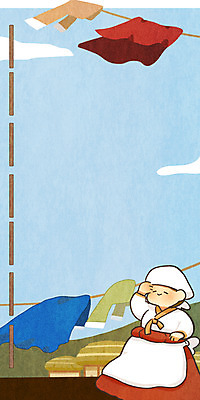 주간 PSD 여자 백그라운드 일러스트 초가집 한명 성인 야외 빨랫줄 한복 빨래널기 옛날 국내일러스트 자연요소 1 한국전통 줄 한옥 사람 빨래 전통의상 파일형식