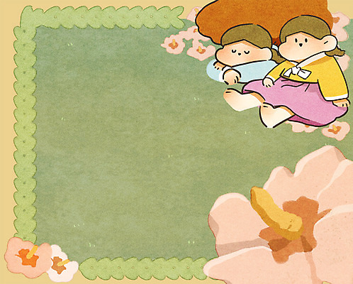 PSD 여자 어린이 백그라운드 일러스트 두명 한복 무궁화 옛날 국내일러스트 한국전통 꽃 사람 전통의상 파일형식