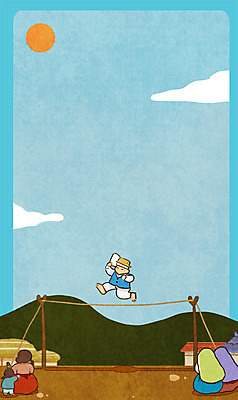 PSD 구름 여자 남자 어린이 백그라운드 일러스트 산 여러명 성인 태양 군중 한복 줄타기 옛날 국내일러스트 자연요소 한국전통 다수 사람 묘기 전통의상 파일형식