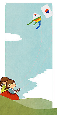 PSD 여자 남자 어린이 백그라운드 일러스트 두명 한복 연 연날리기 옛날 국내일러스트 한국전통 사람 놀이용품 전통놀이 전통의상 파일형식